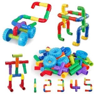 TODDLER’S BUDDY Educational Construction Blocks | 130+ Interlocking Multi-Colour Pieces | Creative STEM Building Toy for Kids & Toddlers (3+ Years)